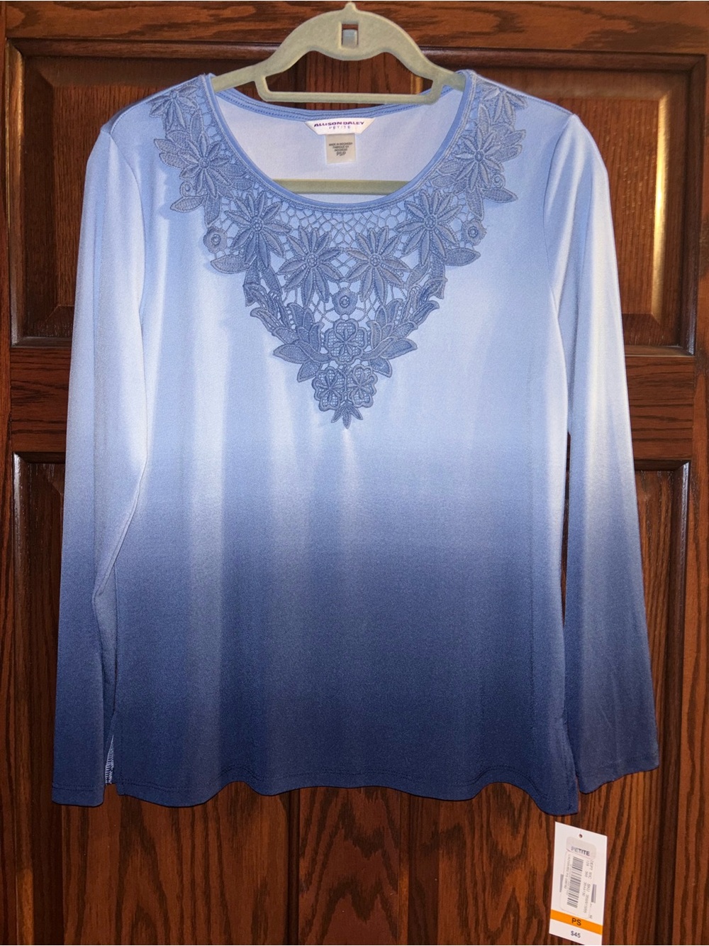 Allison Daley Blue Ombre Long Sleeve Shirt Petite Small NWT